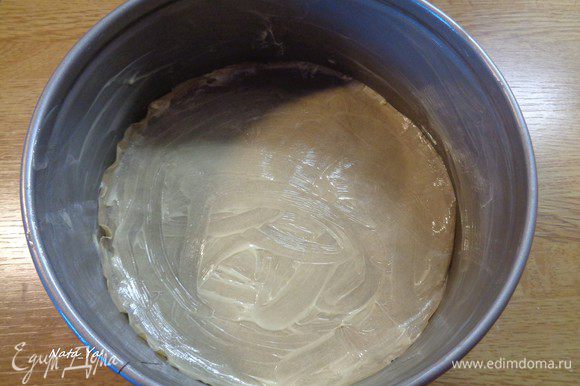 Forme o papel de cozimento zastelim e manteiga de esfregaço na parte inferior e paredes do molde.